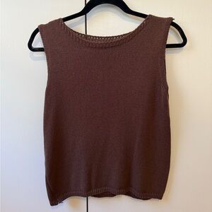 Brown Sleeveless Knit Top